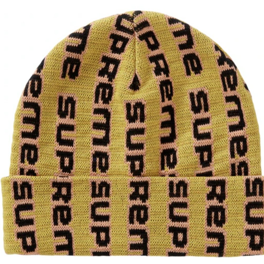 Supreme New York Vertical Logo Beanie Acid Yellow - Picture 1 of 1